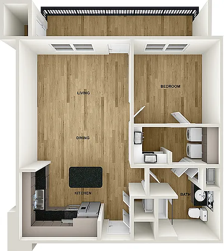 Floor plan 1 Bedroom B