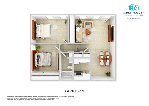Floor plan 2 Bedroom/1 Bathroom