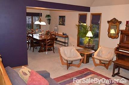 Dining room and living room
						:
						Dining room can expand into living room for large event hosting.