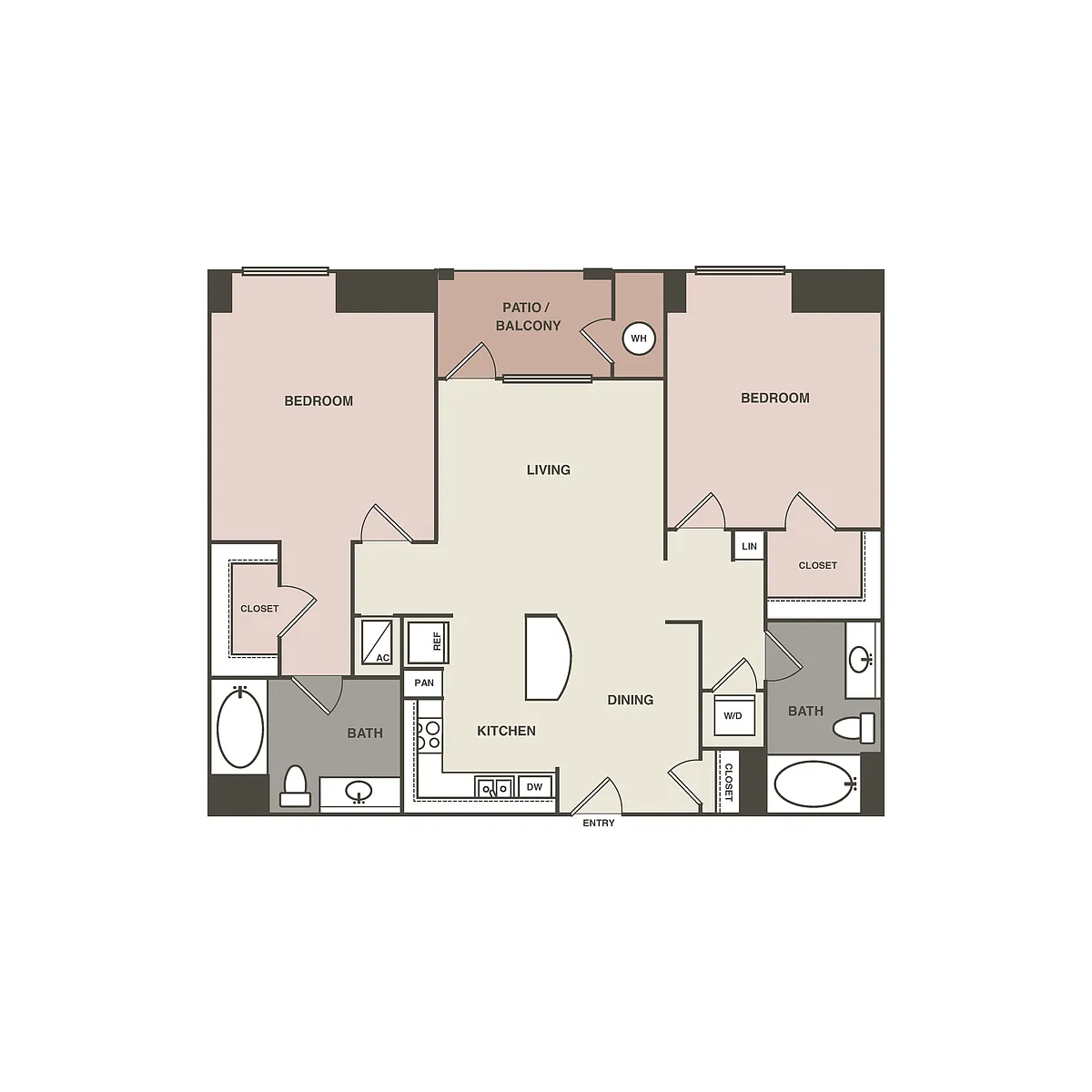 Floor plan 2 Bedrm 2 Bath 1112 Renovated