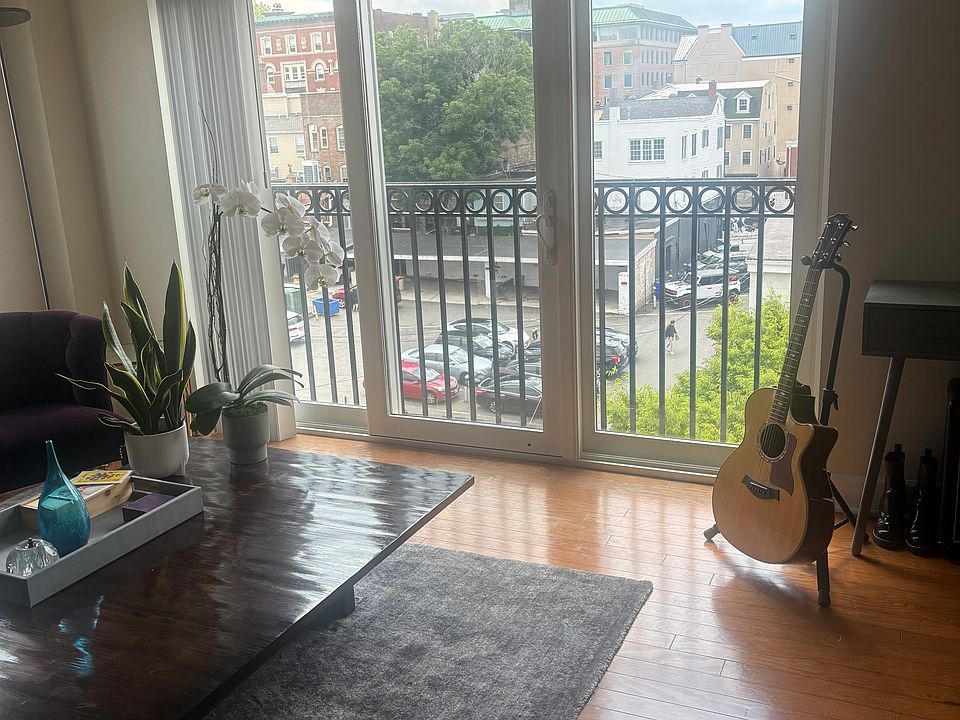 living room overlooks the courtyard