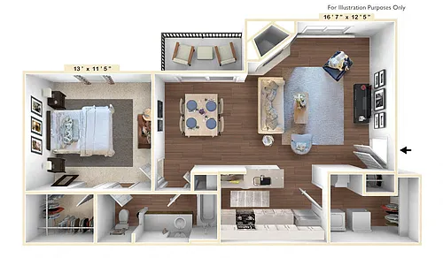 Floor plan The Spirit 1 BR 1 BA