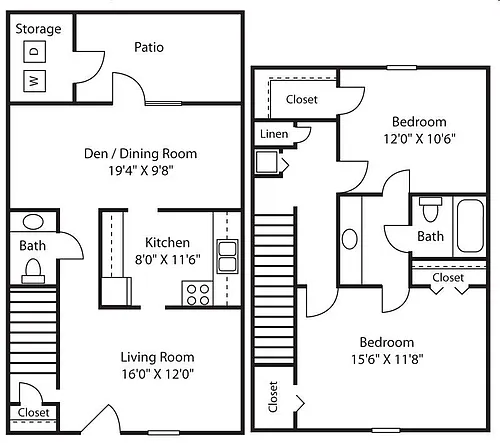 Floor plan 2 Bedroom 2 Bath