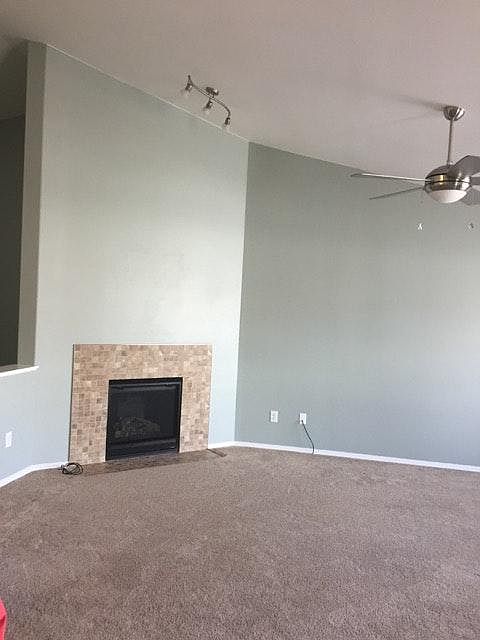 living room with gas faireplace