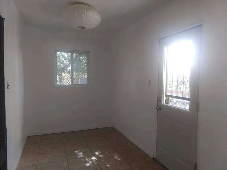 work space next to kitchen, back door