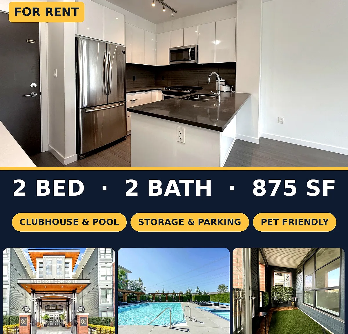 2 bed, 875 sqft, $2,400 — Photo 1