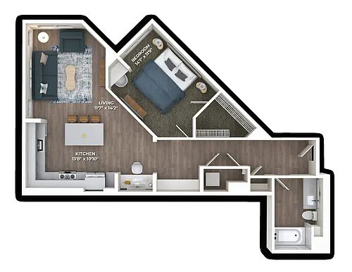 Floor plan A6 One Bedroom