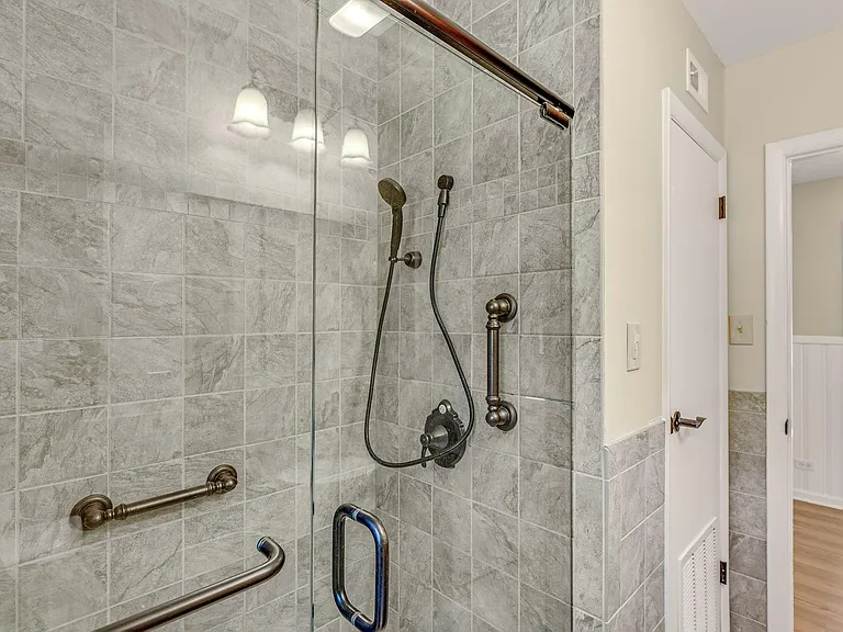 Hallway bathroom shower.