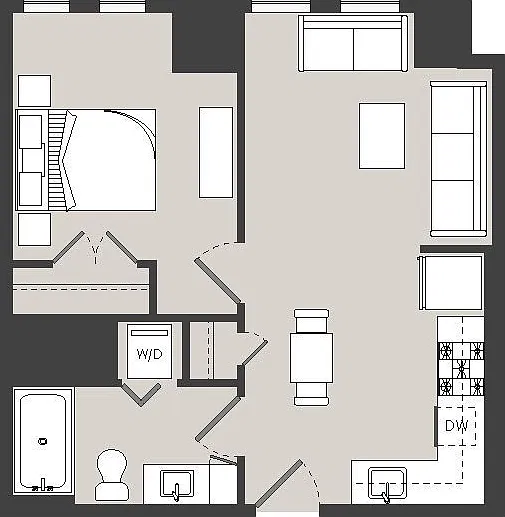 The Ludlow - A1 - 1 Beds - 1 Baths - 512 Sq. ft.