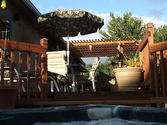 View from jacuzzi to side deck