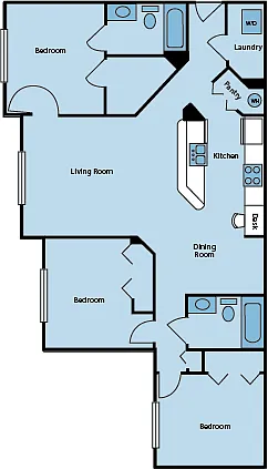 Floor plan 3 Bed 2 Bath