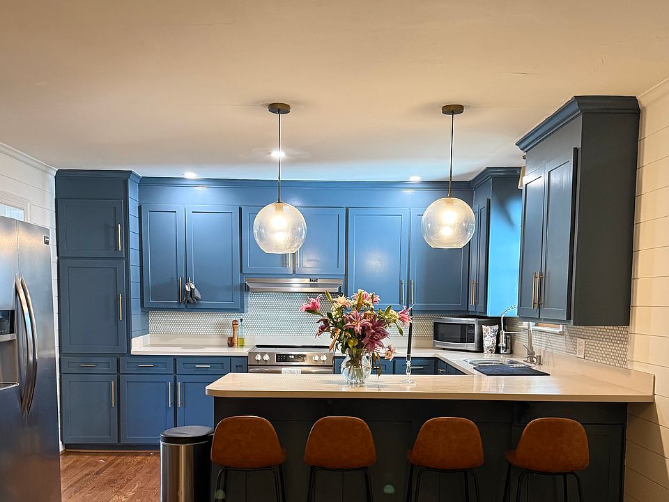 Kitchen with stainless steel appliances