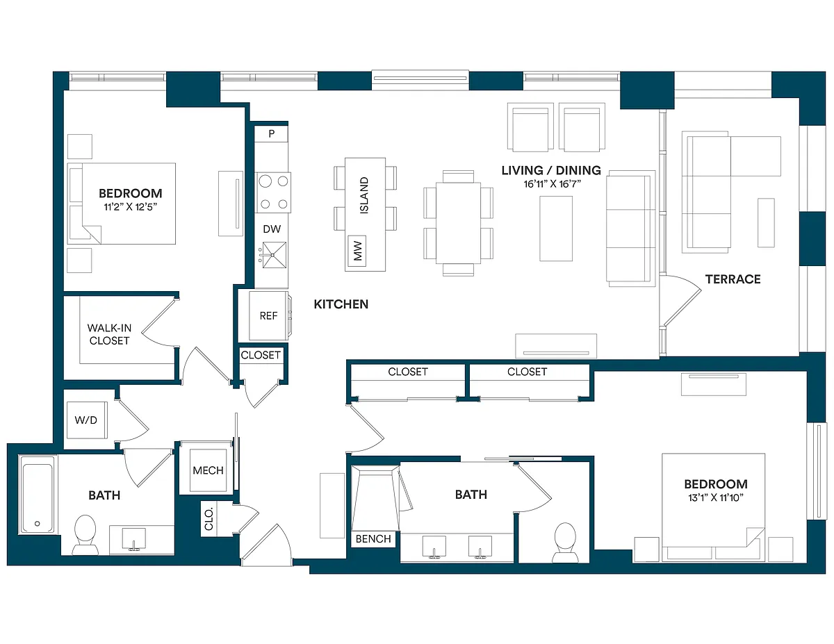 Floor plan 2 Bed/2 Bath-F TYP 01
