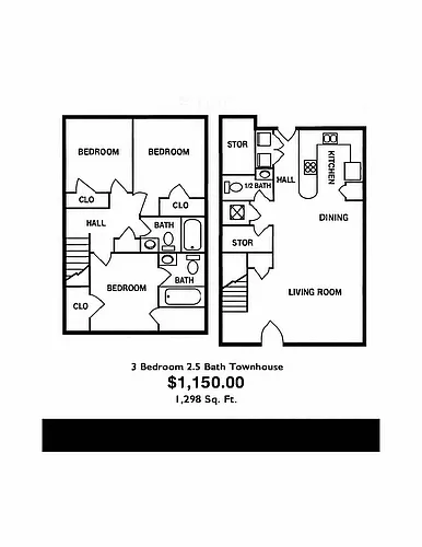 Floor plan 3 Bedroom Townhome