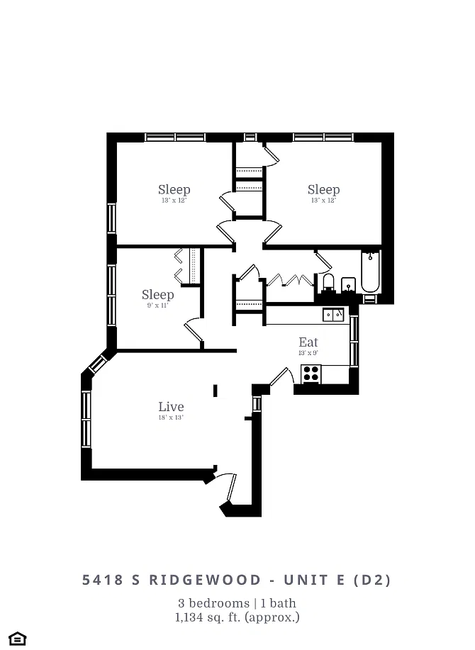 Floor plan 3 Bed | 1 Bath (D2)