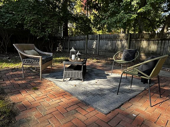 Lovely patio in the yard.