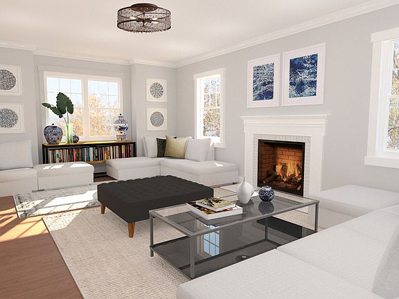 Living room with fireplace