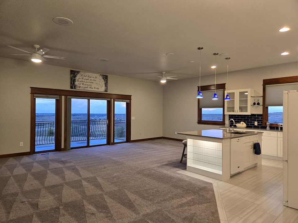 Great room with view to east over balcony