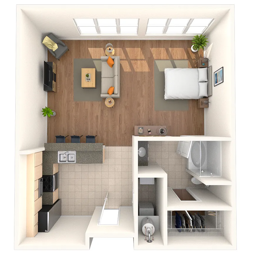 Floor plan Studio 0x1 673 SF