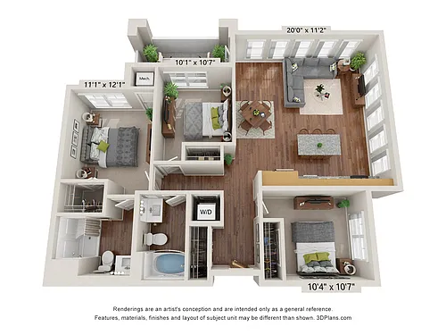 Floor plan Three Bedroom A