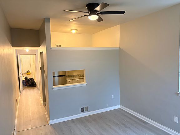 View of living room and kitchen
