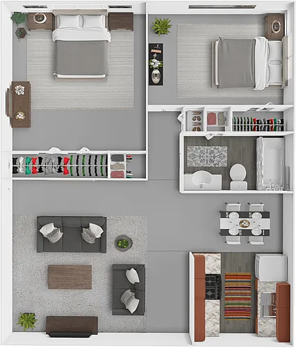Floor plan 2 Bed 1 Bath