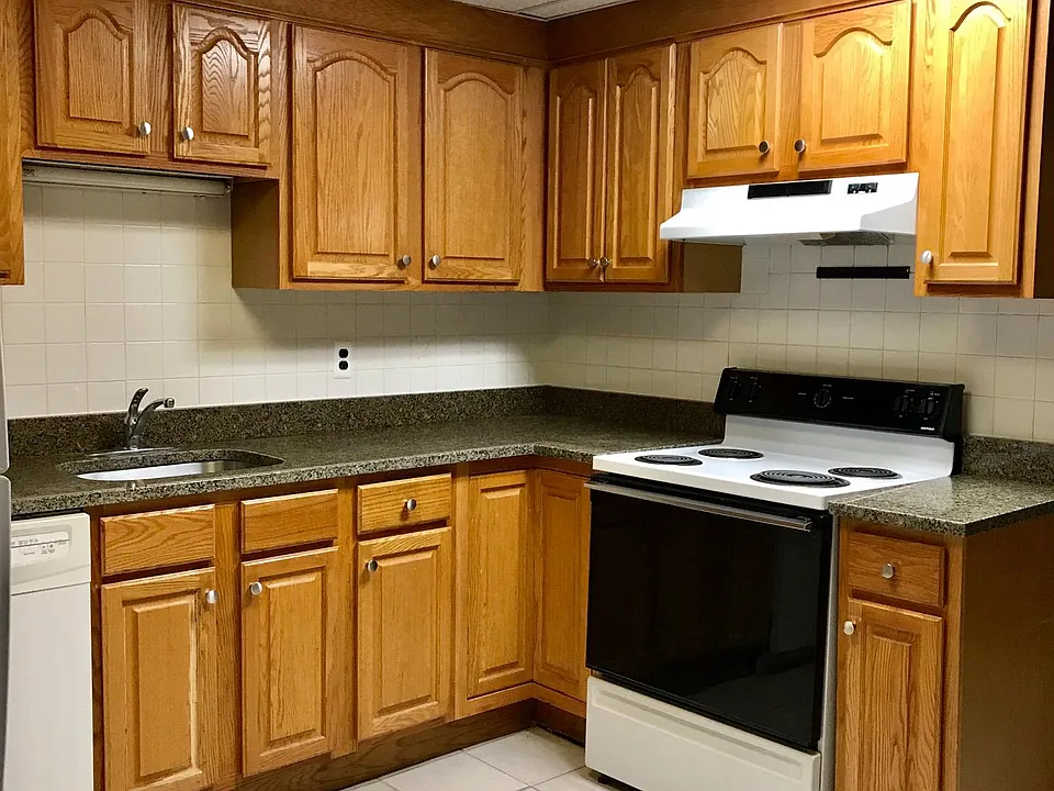 Newly renovated kitchen with granite counter tops, freshly painted