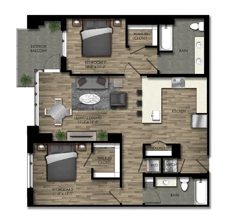 Floor plan 2 Bed/2 Bath-29W