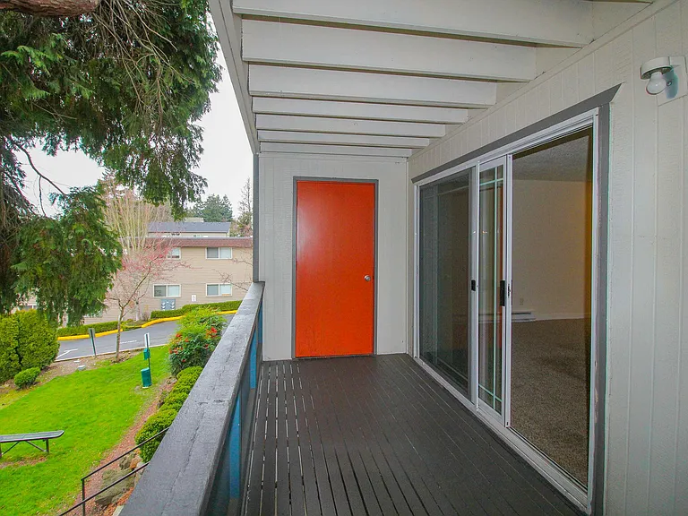 Enjoy fresh air and city views from your balcony patio at Foster Creek in Tukwila.