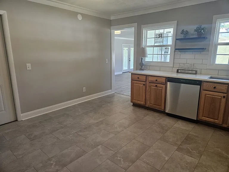 View from kitchen to family room