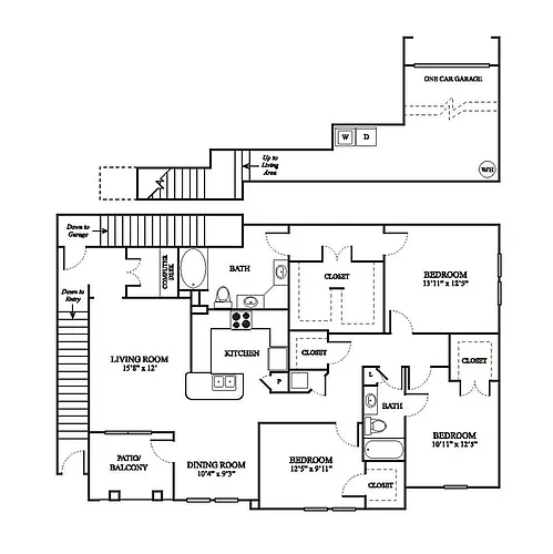 Floor plan F3 Renovated w/Attached Single Garage