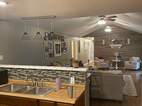 Kitchen to family room.