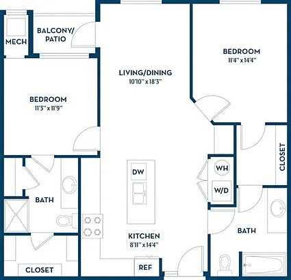 2 Bedroom | 2 Bath | 1132 SF 2 Bedroom | 2 Bath | 1132 SF