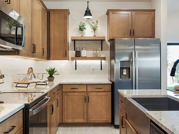 Floating shelves in kitchen