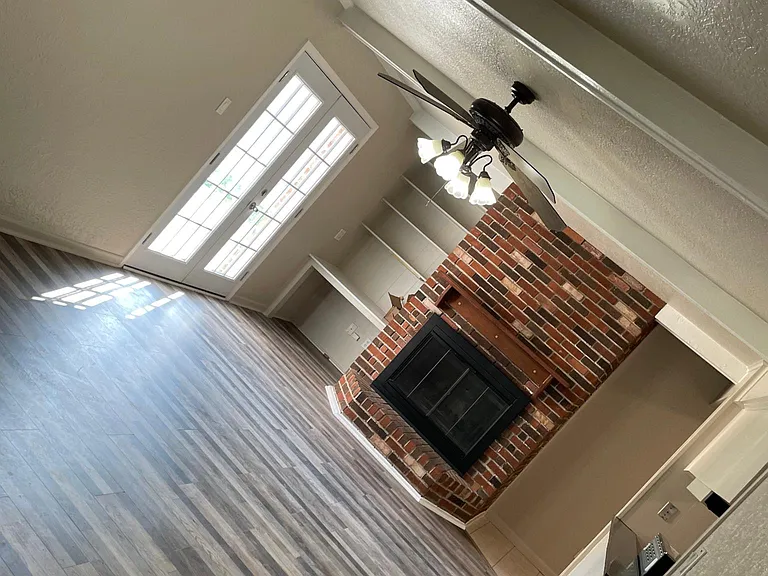 Living room with work space.
