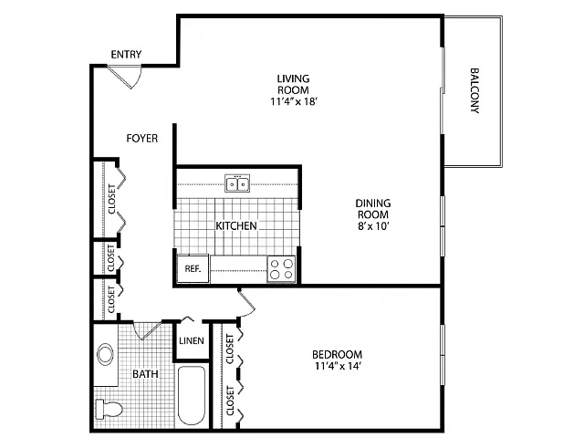 Floor plan 1 Bed 1 Bath