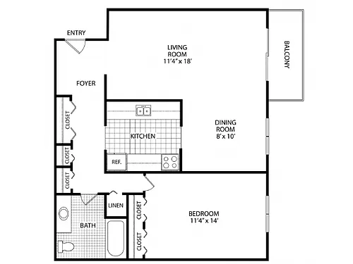Floor plan 1 Bed 1 Bath
