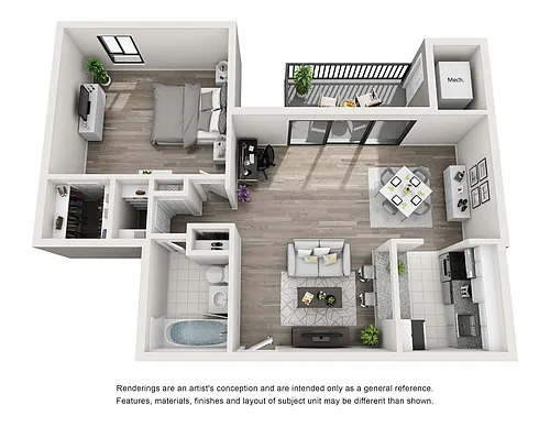 Floor plan 1BR/1BA 754 sq. ft.