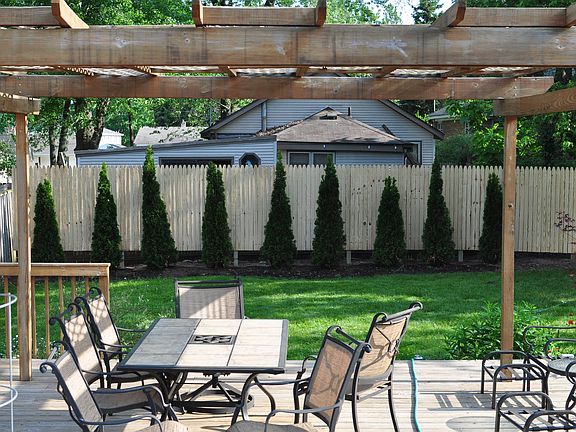Privacy fence and arborvitae