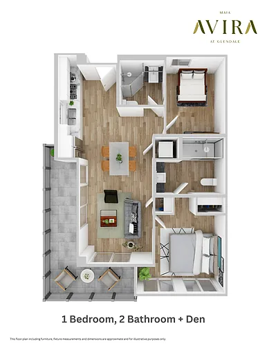 Floor plan 1 Bedroom 2 Bathroom + Guest Suite (Type F)