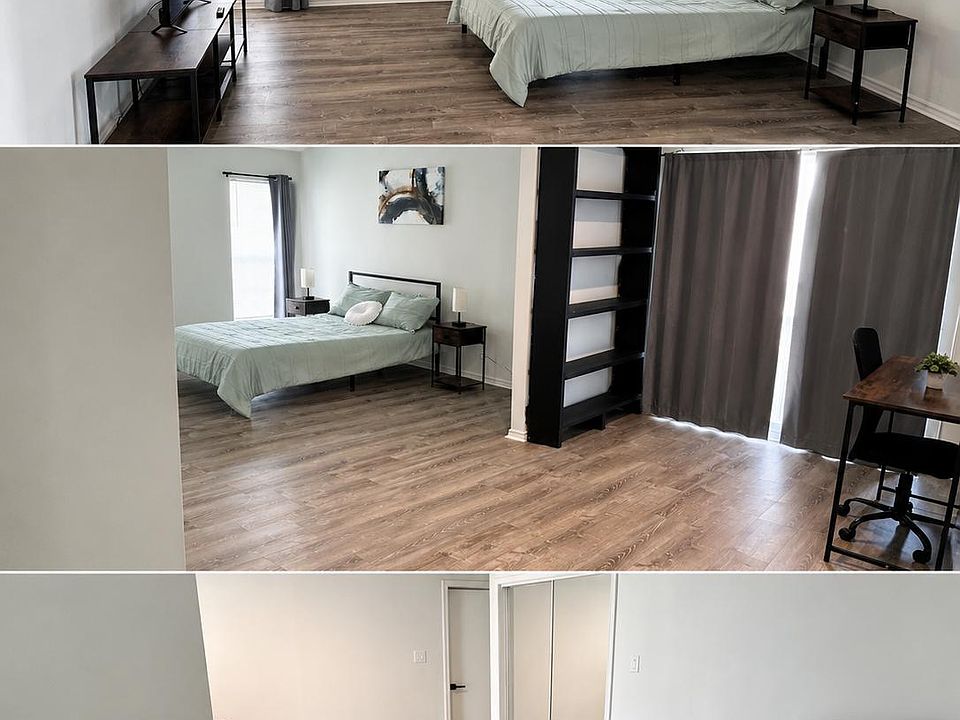 Spacious furnished primary bedroom with private bathroom