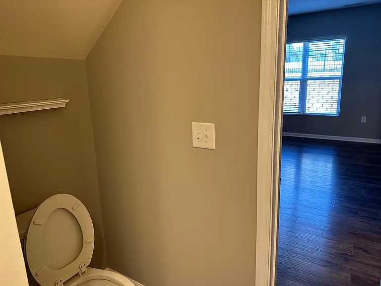 A view outward from the half bathroom