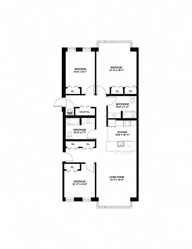 Floor plan Affordable Wait List - 3 Bedroom