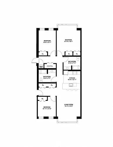Floor plan Affordable Wait List - 3 Bedroom