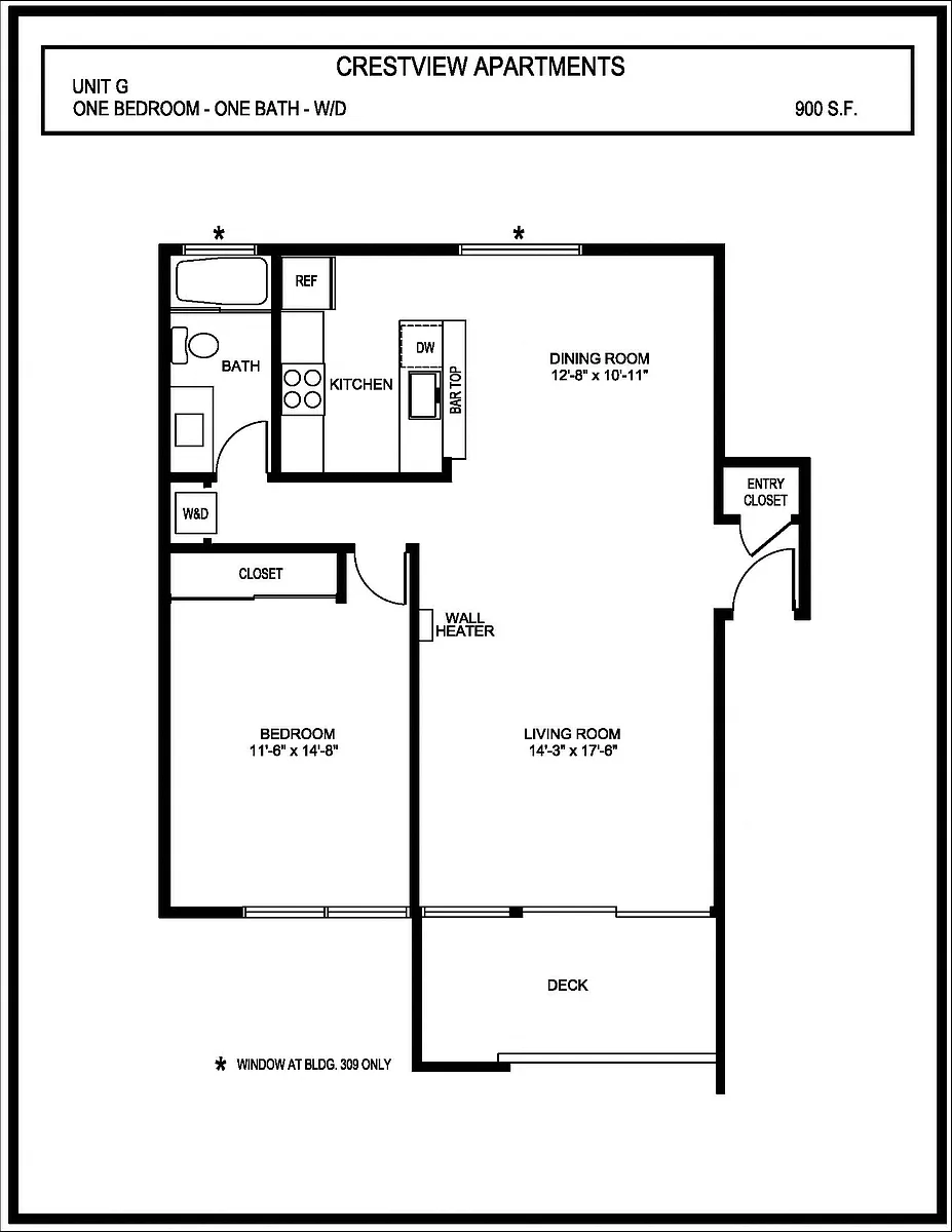 Floor plan Plan G: With Washer and Dryer