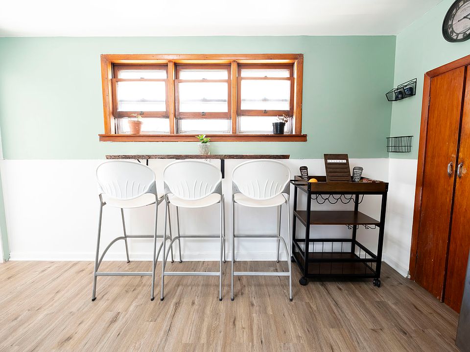 Custom-built walnut countertop bar (cart not included)