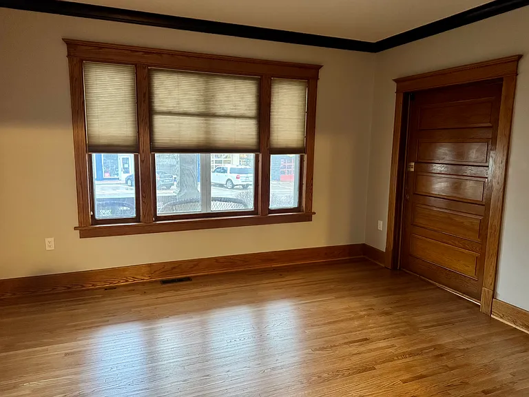leaded glass windows looking out front