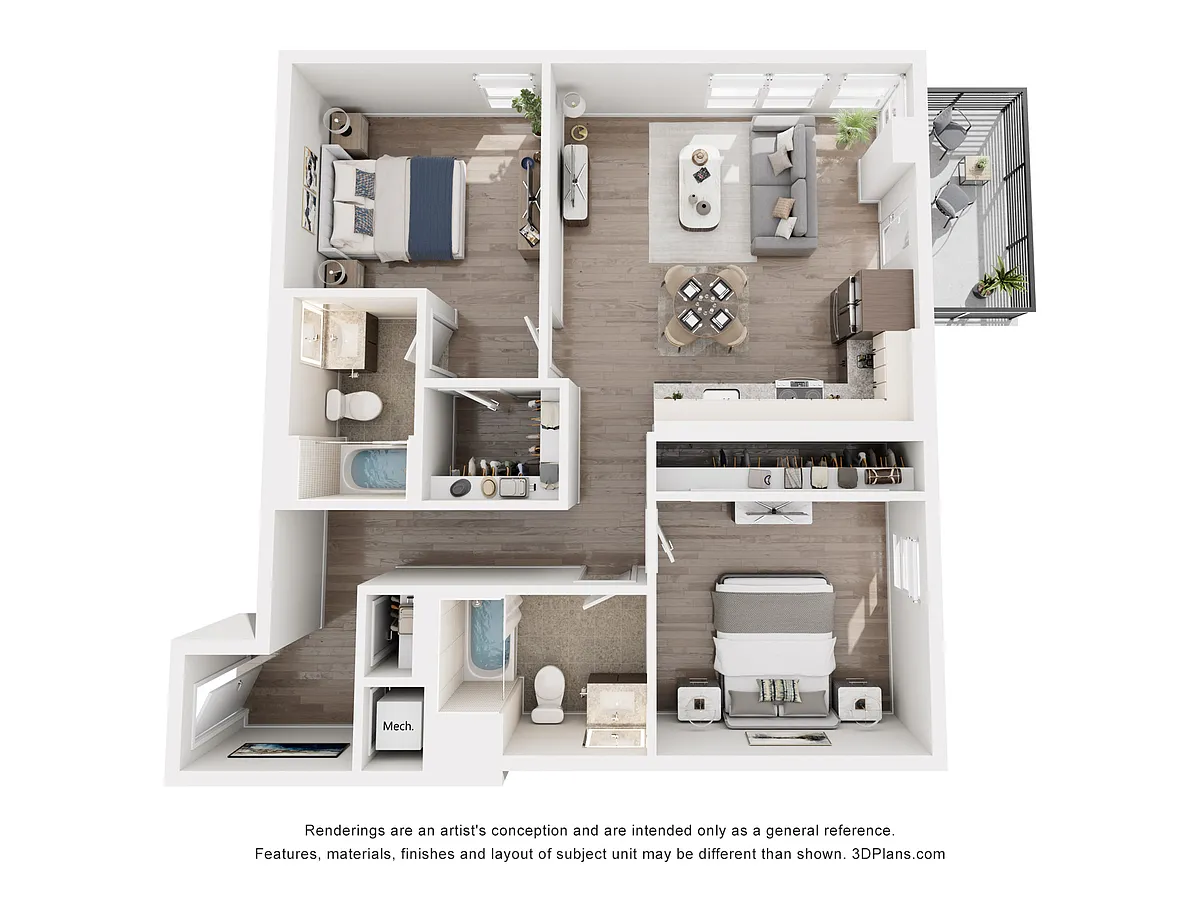 Floor plan D2 - 2 Bedroom