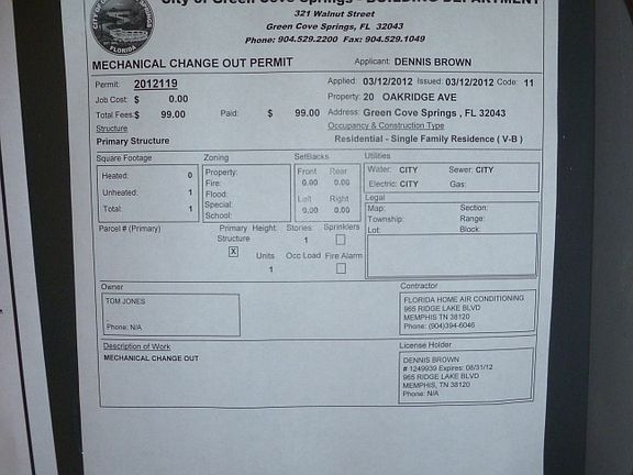 HVAC in need of final inspec