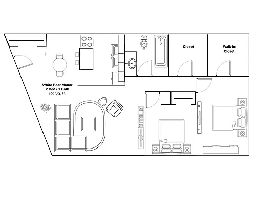 Floor plan 2 bedroom large